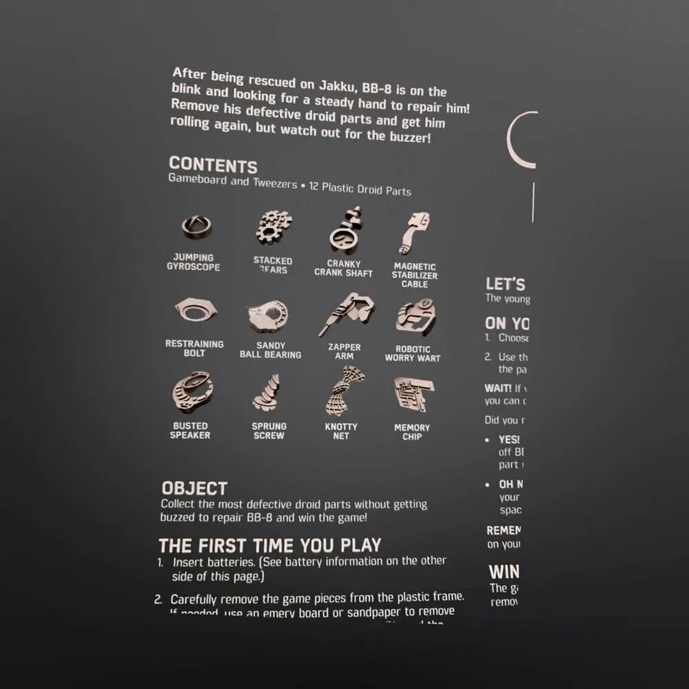 Star Wars Operation Disney Hasbro Help Repair BB-8 Watch Out for the Buzzer Game